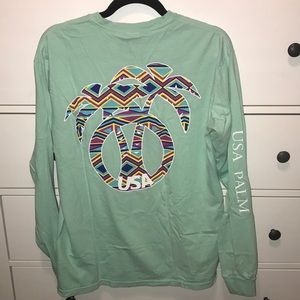 USA Palm Comfort Colors Mint Long Sleeve Frocket